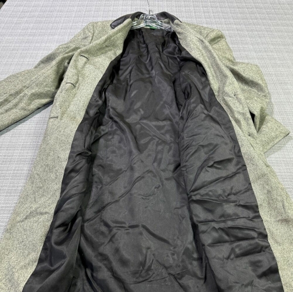 Ralph Lauren Wool Tweed Blazer Leather Collar Over Coat - Picture 6 of 7